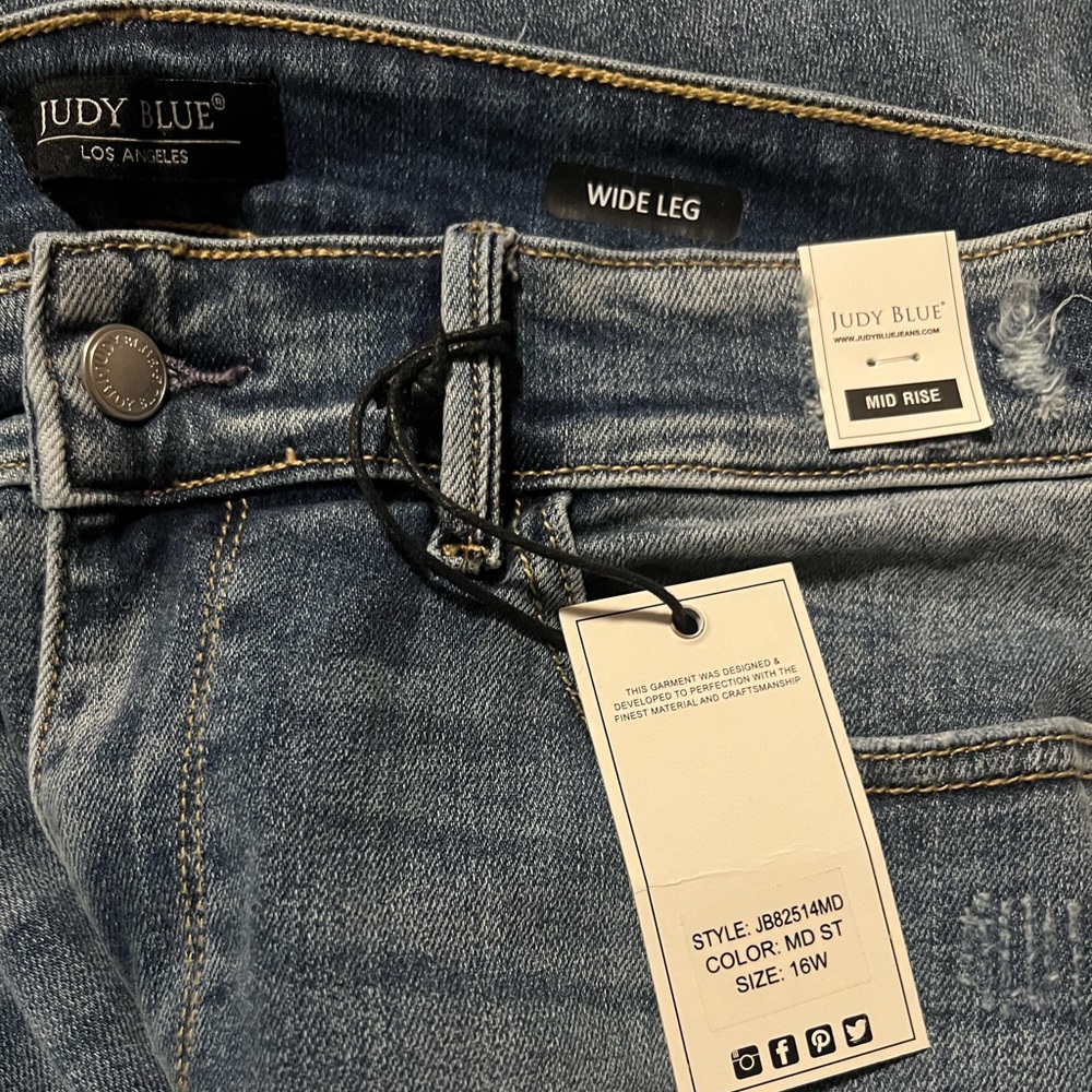 Judy Blue Mid-rise Wide Leg Jeans, 16W